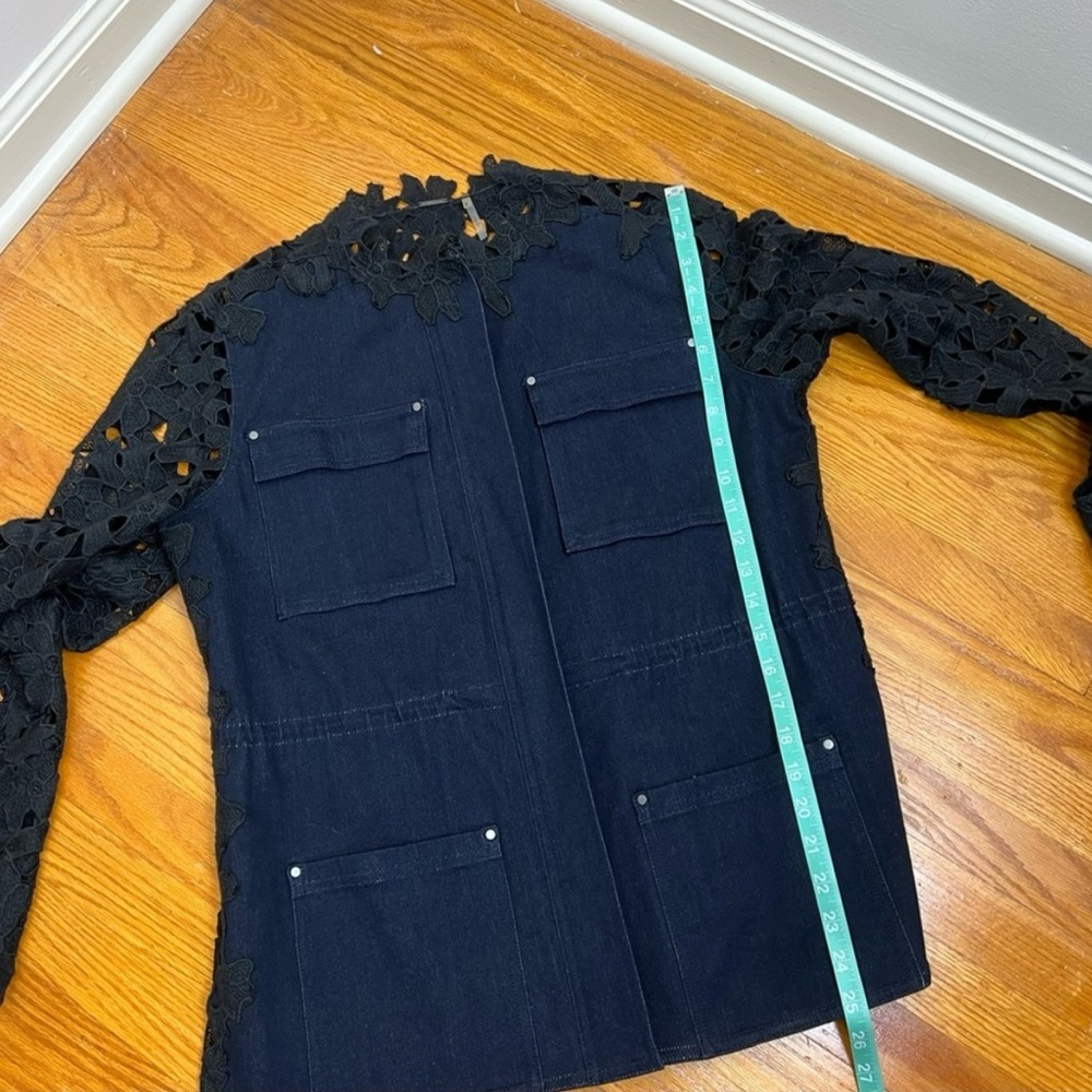 Elie Tahari Denim lace jacket sz Large - Picture 7 of 9